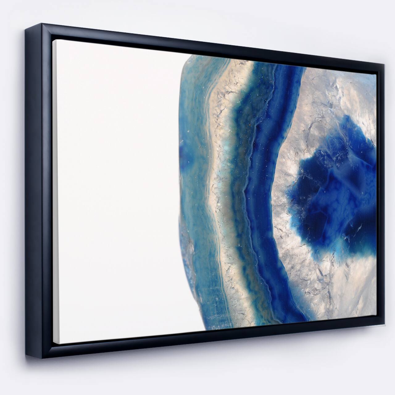 Designart - Macro of Blue Agate Stone - Abstract Framed Canvas Wall Art Print